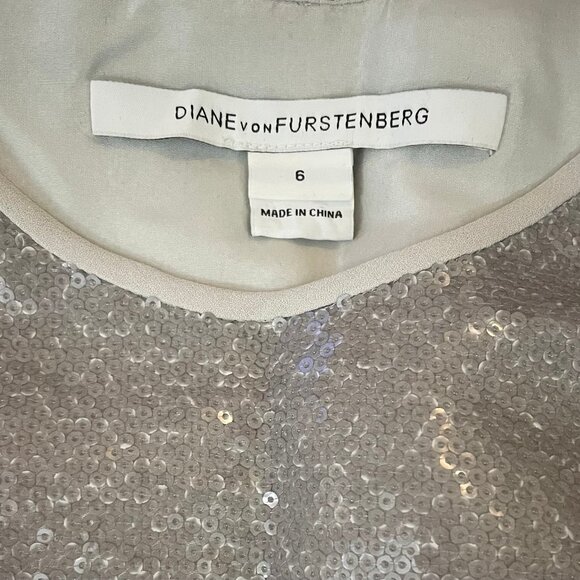 Diane Von Furstenberg Silver Sequin Silk Tank Top - Picture 2 of 3